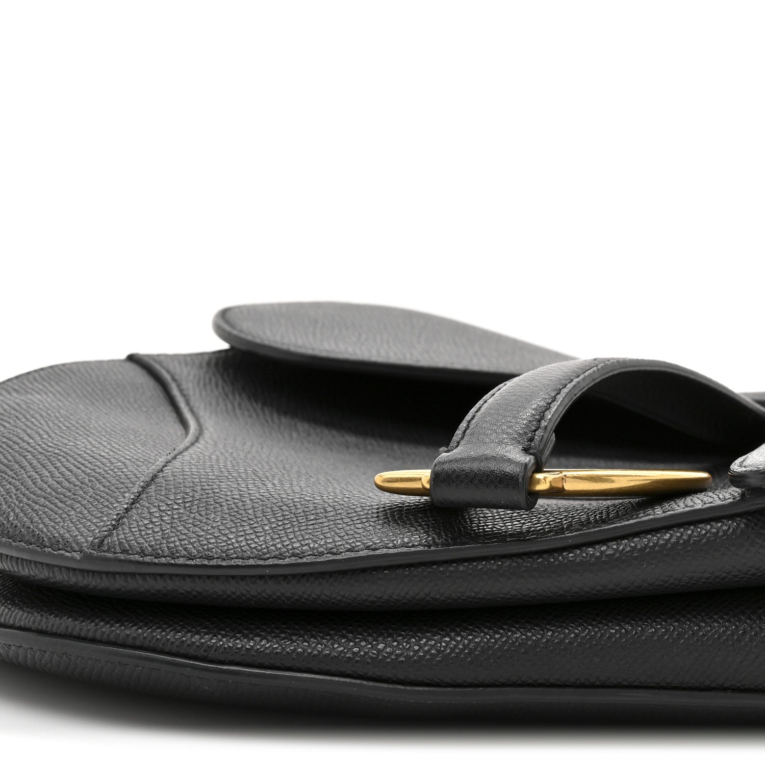 Grained Calfskin Saddle Bag Black