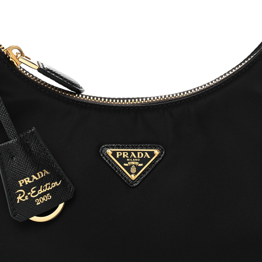 Tessuto Nylon Saffiano Mini Re-Edition 2005 Bag Black