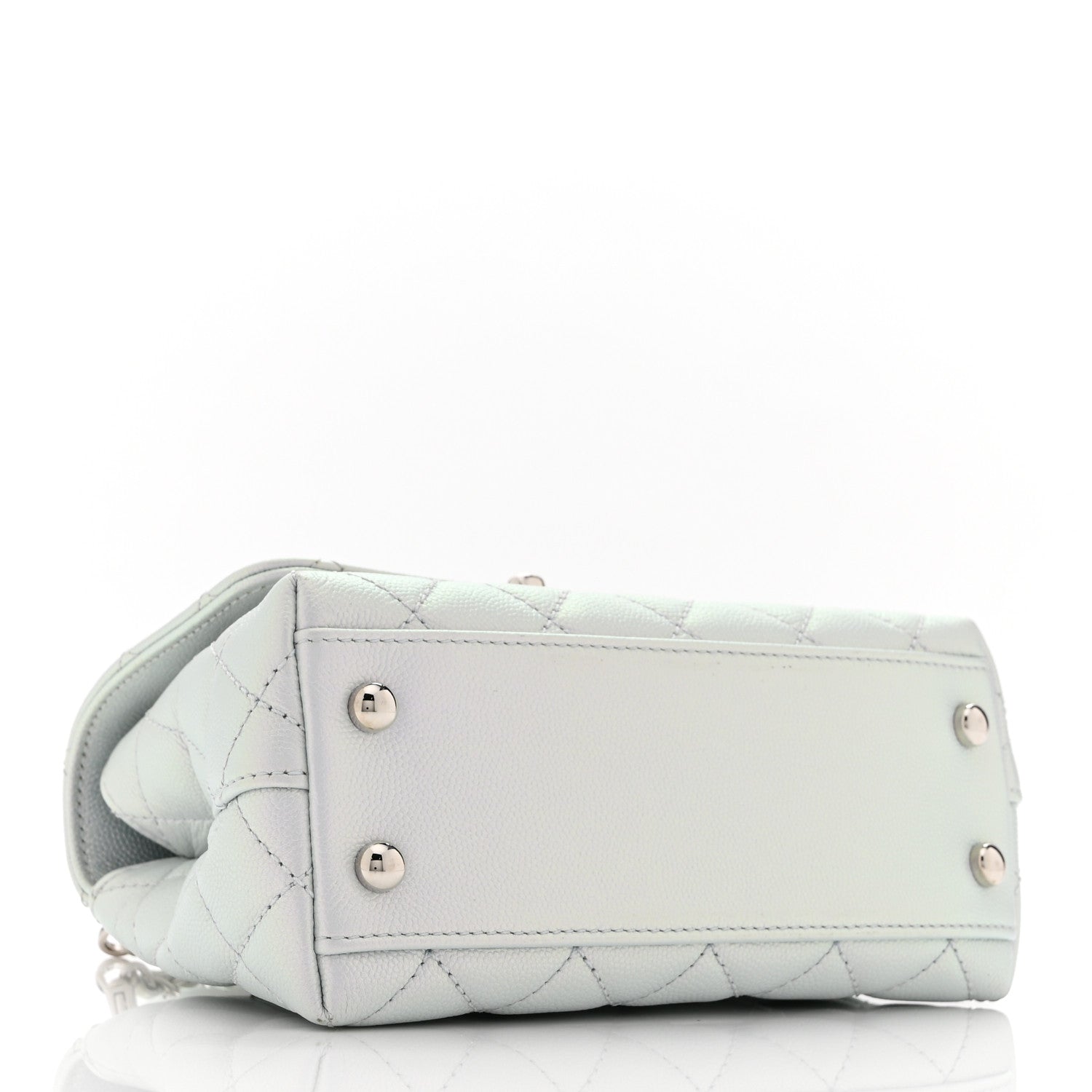 Iridescent Caviar Quilted Extra Mini Coco Handle Flap Light Blue