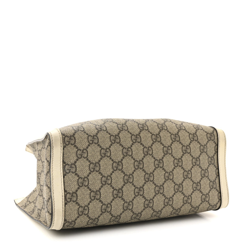 GG Supreme Monogram Moon Calfskin Small Padlock Tote Beige Ebony Mystic White
