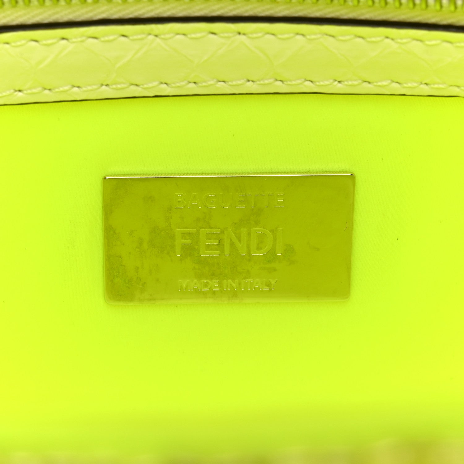 Sequin Paillettes Vitello Elaphe Grace Baguette Yellow Fluo