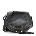 Grained Calfskin Medium Marcie Saddle Bag Black