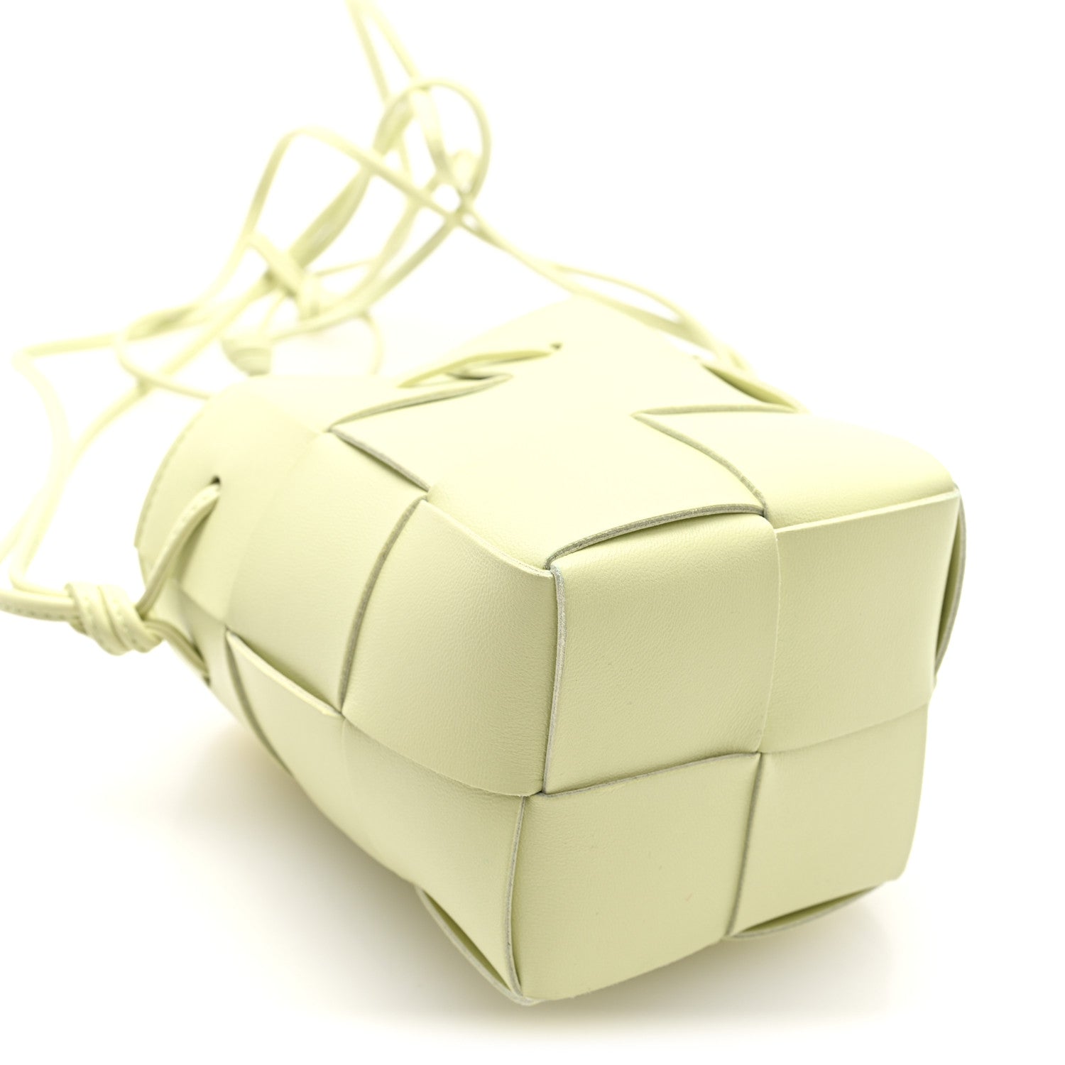 Nappa Maxi Intrecciato Mini Cassette Bucket Bag Lemon Washed