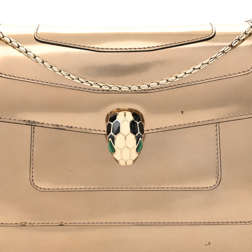 Metallic Calfskin Serpenti Forever Shoulder Bag Bronze