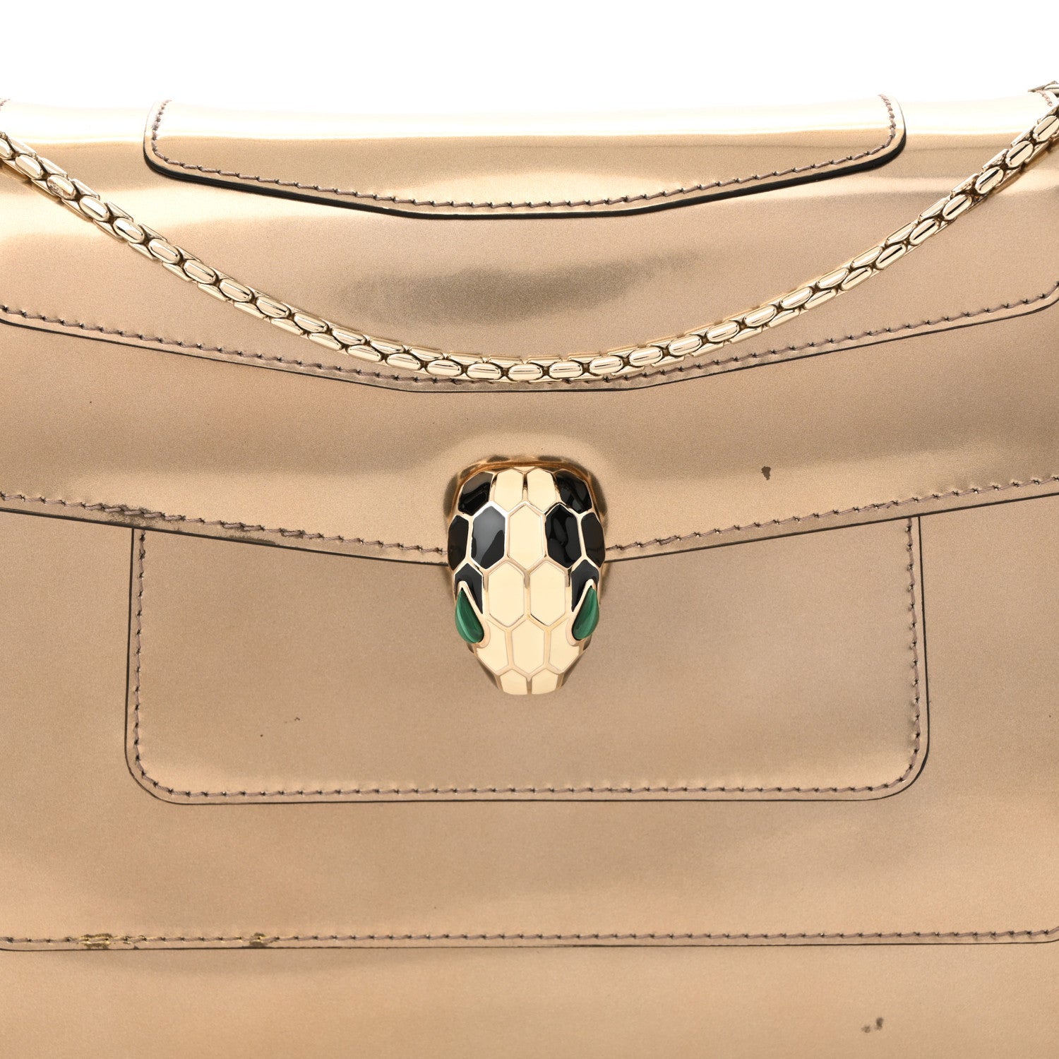 Metallic Calfskin Serpenti Forever Shoulder Bag Bronze
