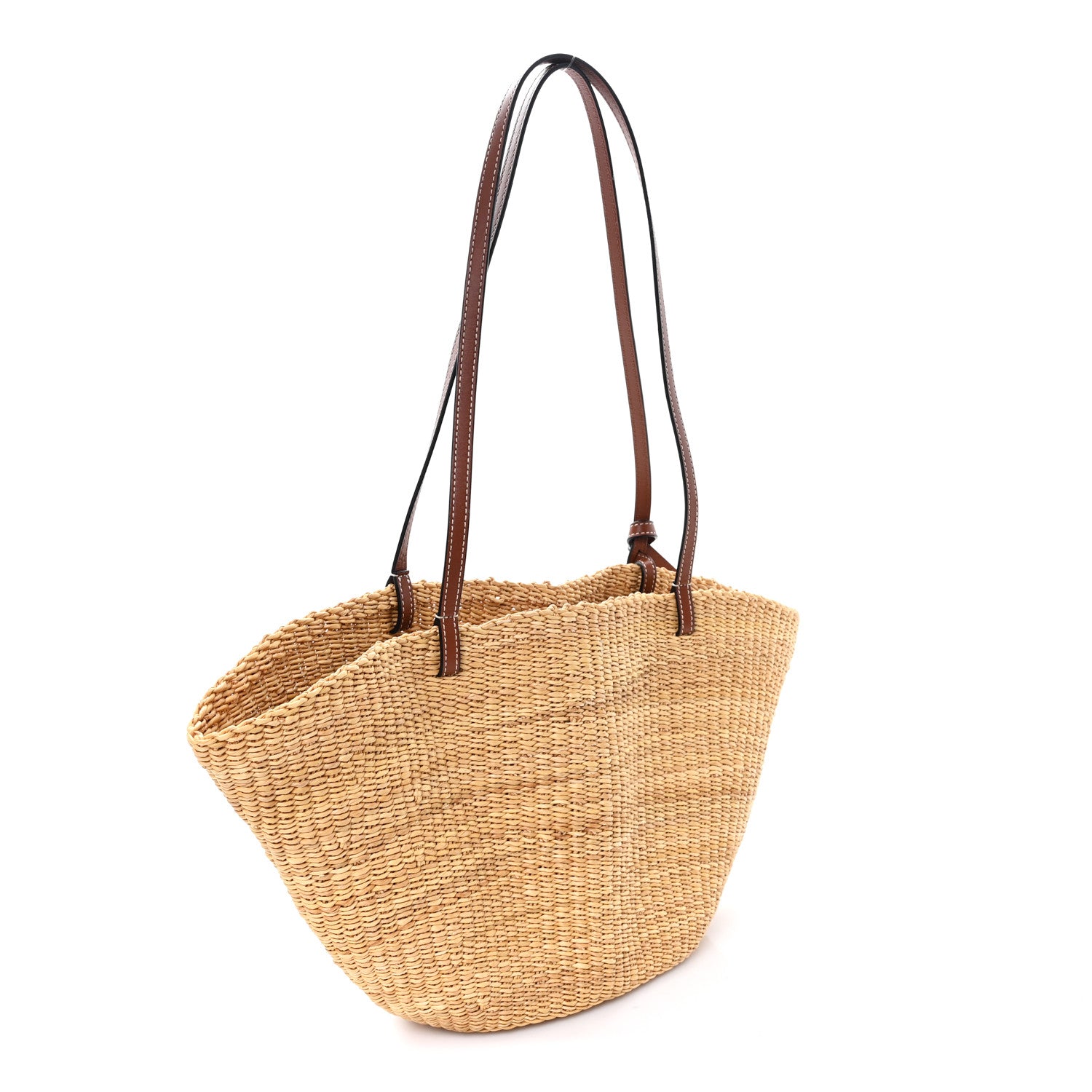Calfskin Raffia Paulas Ibiza Small Basket Tote Bag Natural Pecan