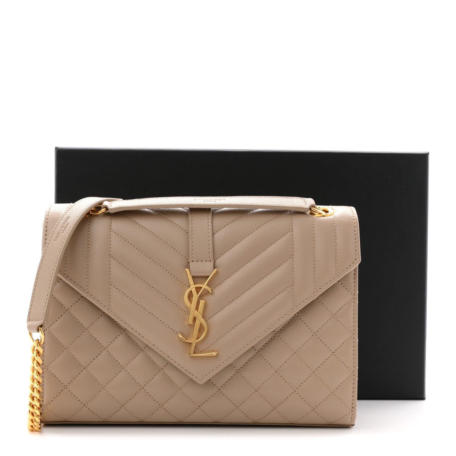 Grain De Poudre Textured Mixed Matelasse Medium Triquilt Monogram Satchel Dark Beige