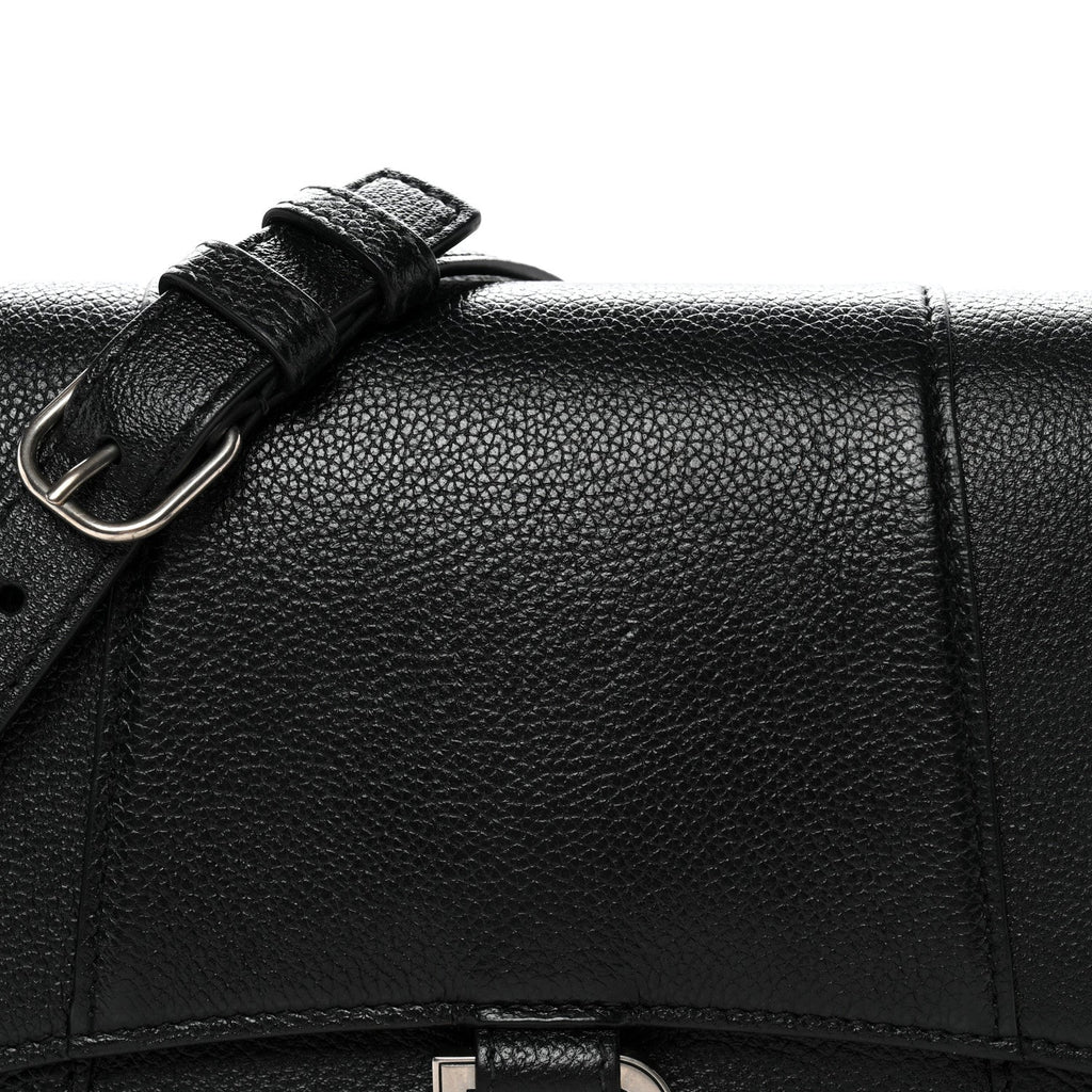 Grained Calfskin Small Hourglass Sling Shoulder Bag Black