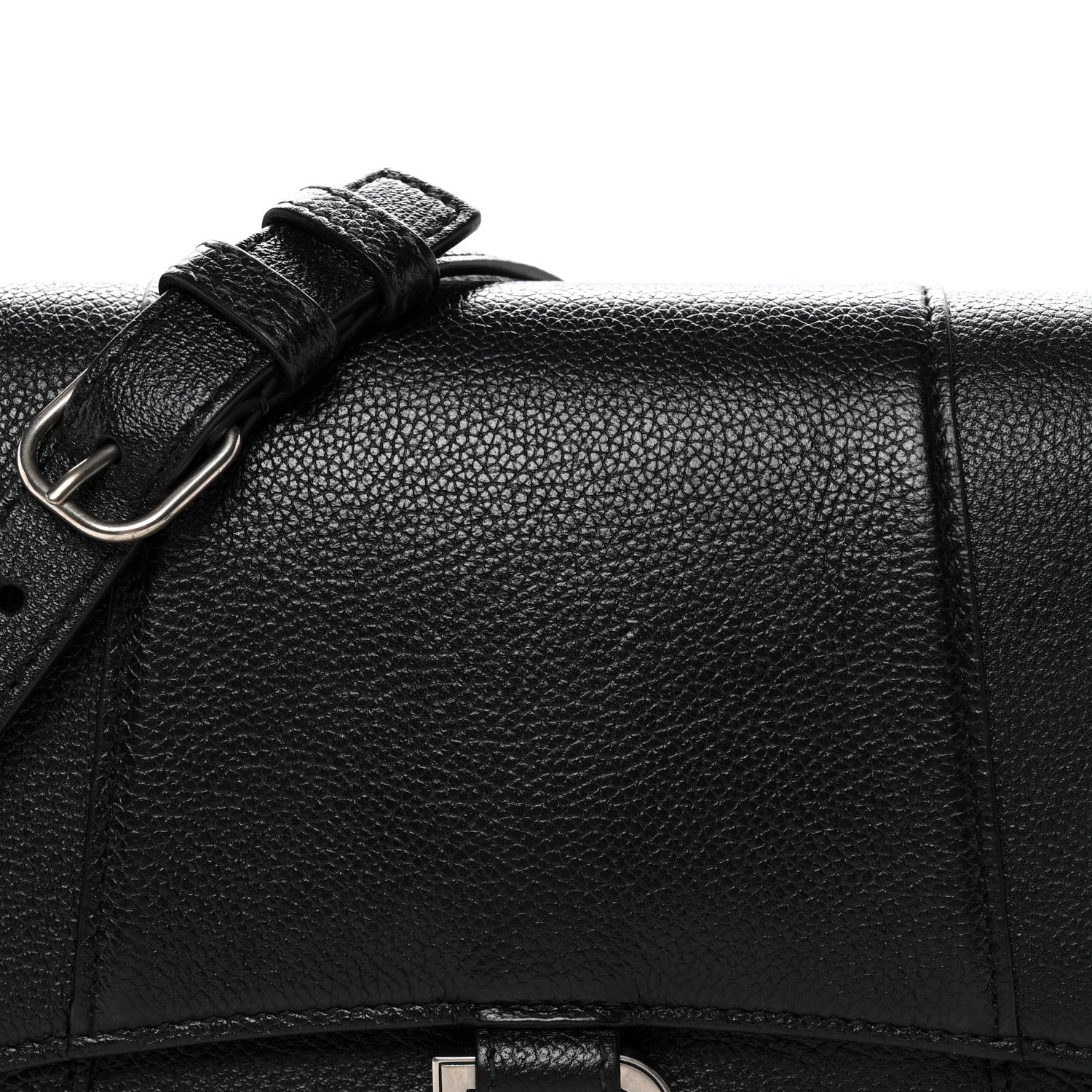 Grained Calfskin Small Hourglass Sling Shoulder Bag Black