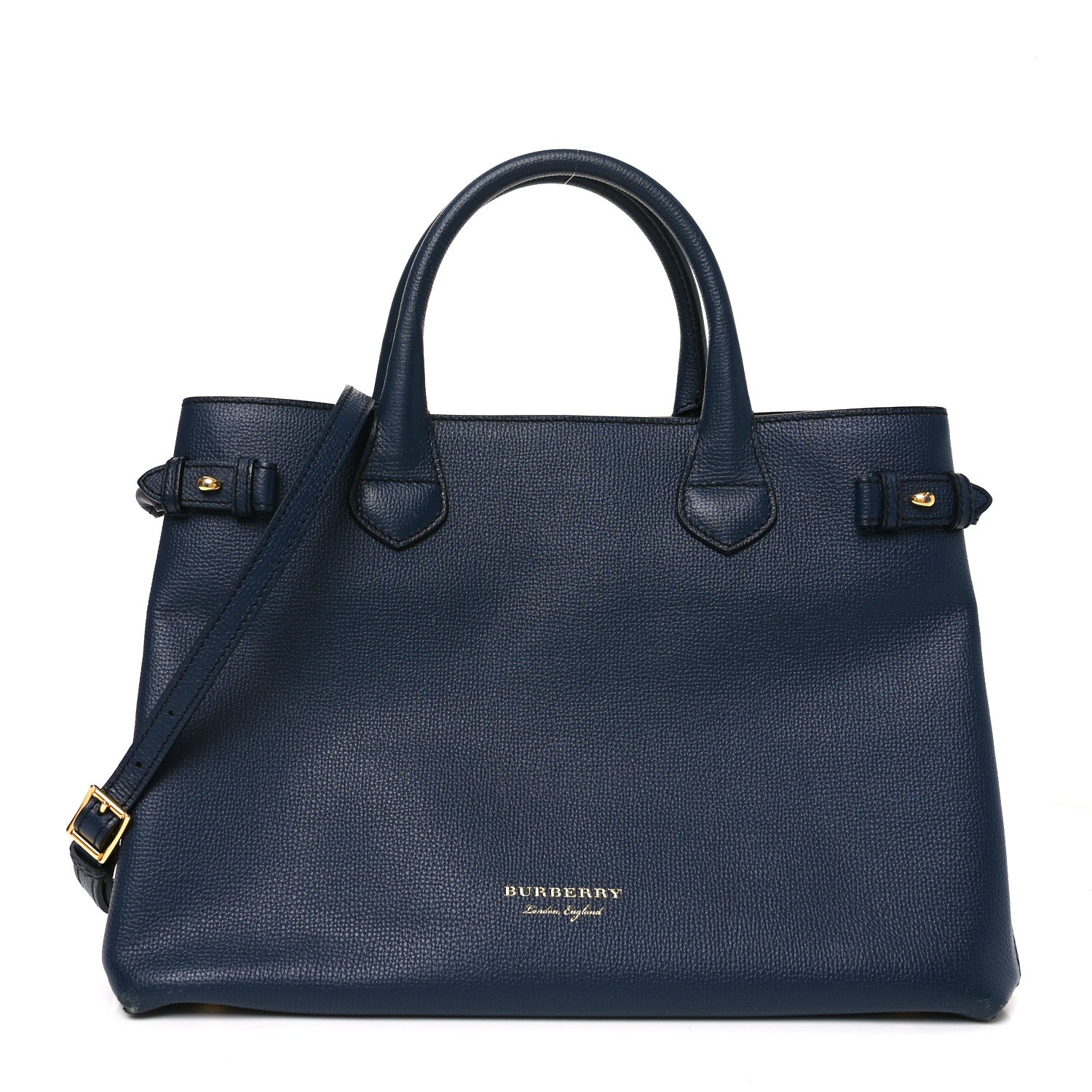 Derby Calfskin House Check Medium Banner Tote Ink Blue