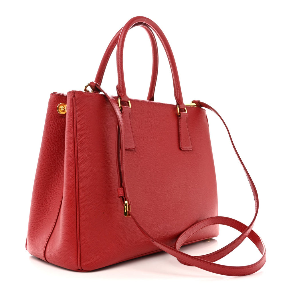 Saffiano Lux Large Galleria Double Zip Tote Fuoco