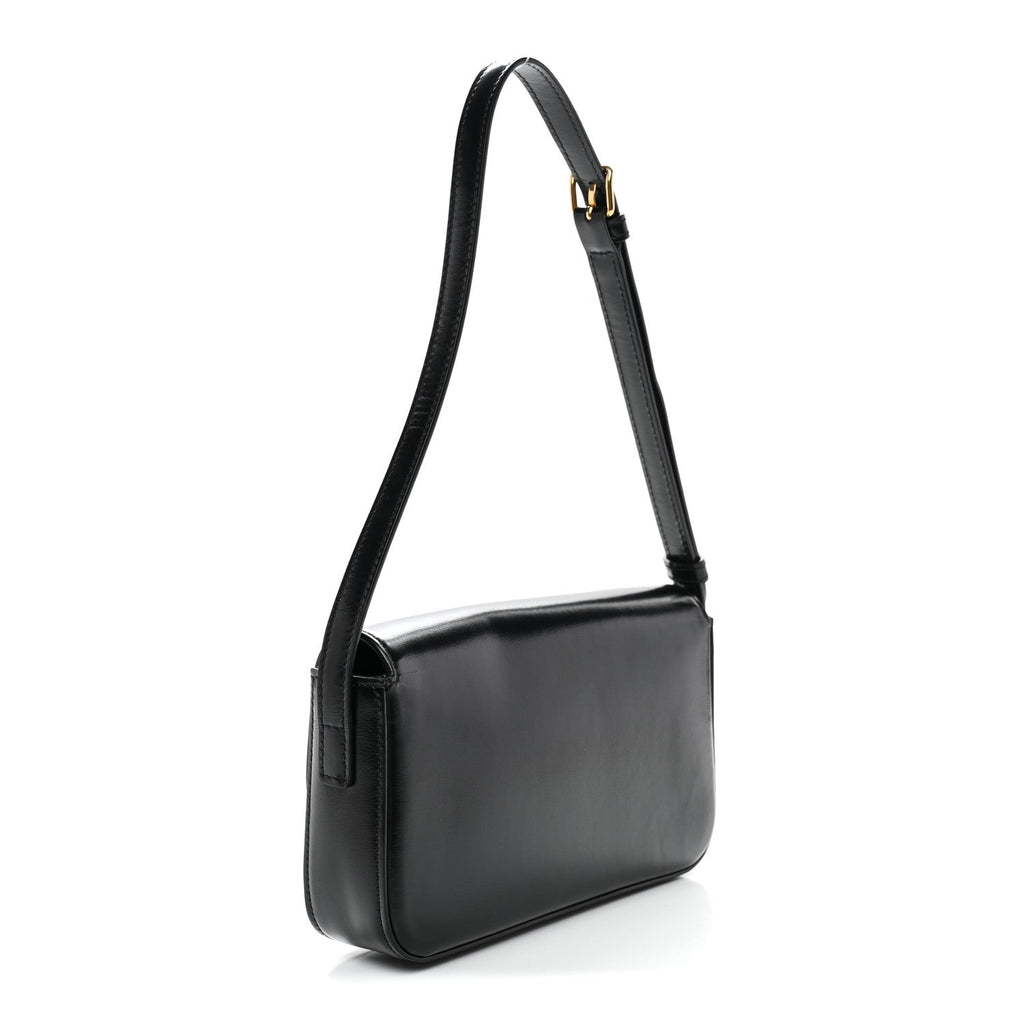 Shiny Calfskin Triomphe Shoulder Bag Black