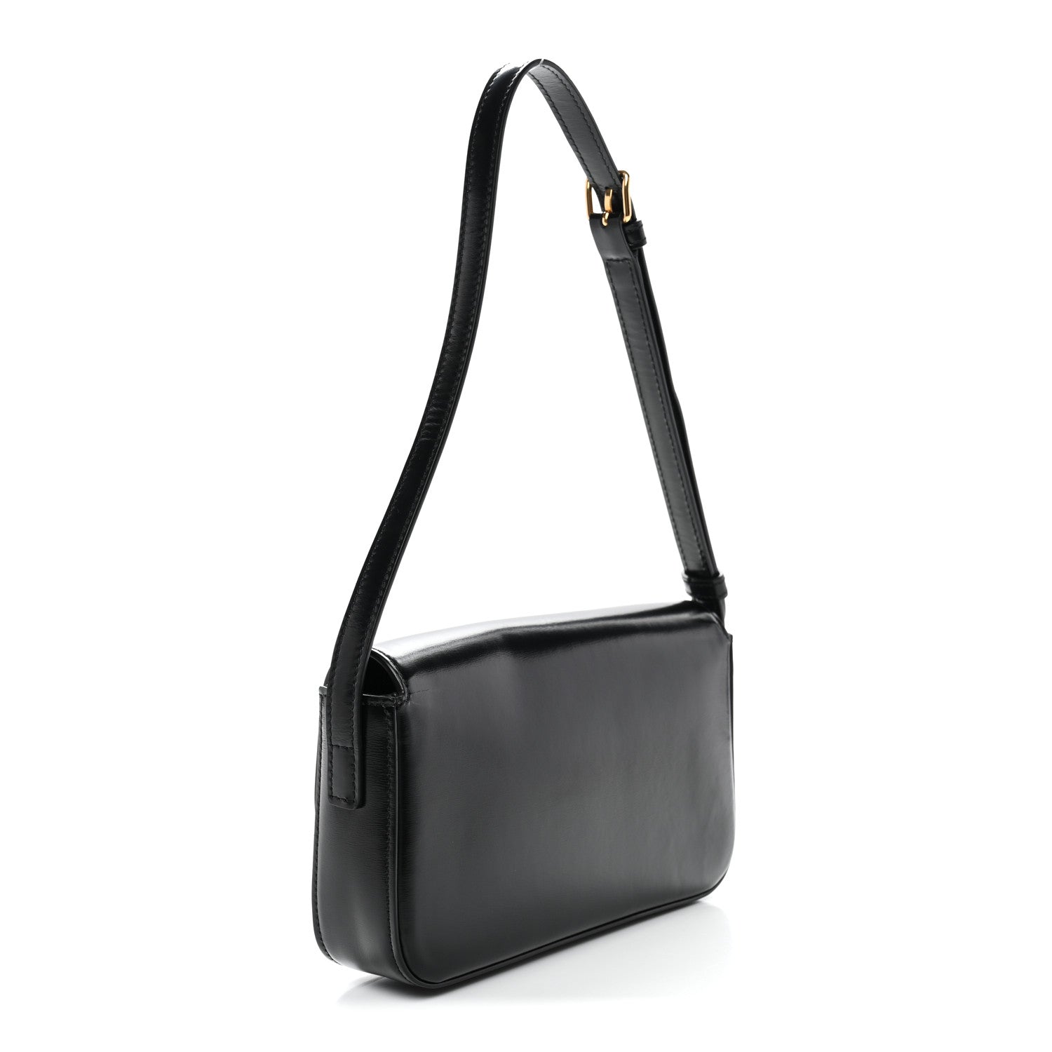 Shiny Calfskin Triomphe Shoulder Bag Black