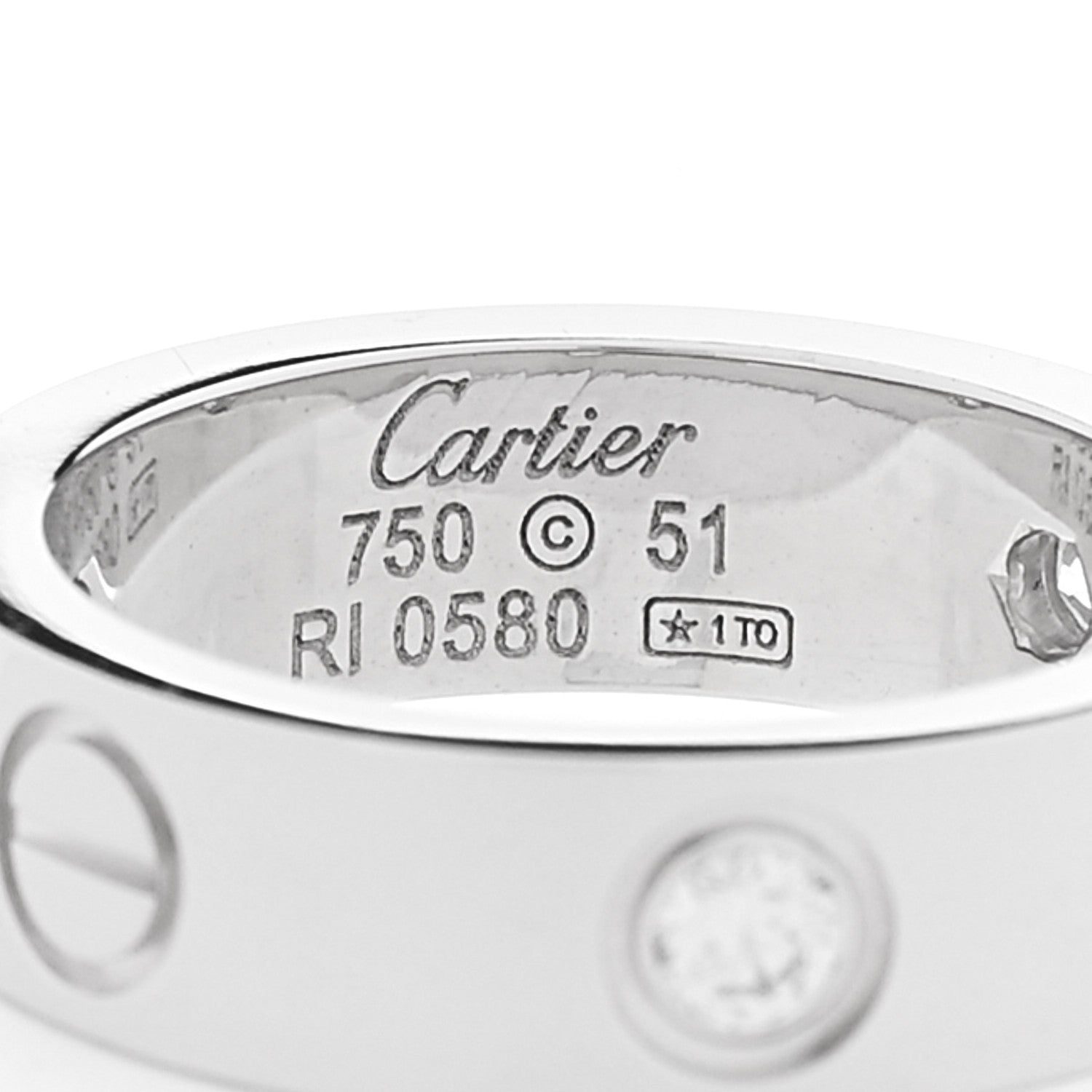 18K White Gold 3 Diamond 5.5mm LOVE Ring 51 5.75