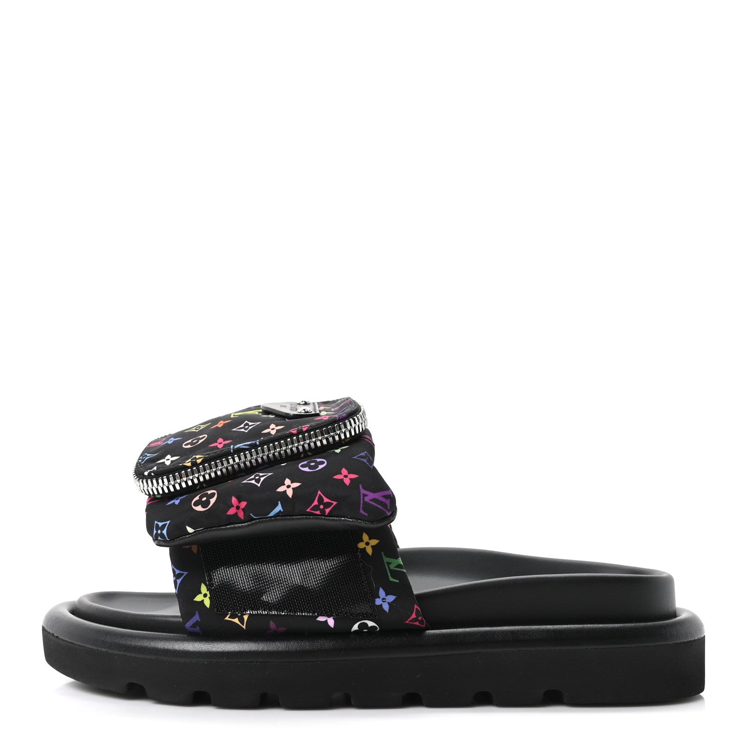 LV X TM Monogram Multicolor Pool Pillow Flat Comfort Mule 35 Black