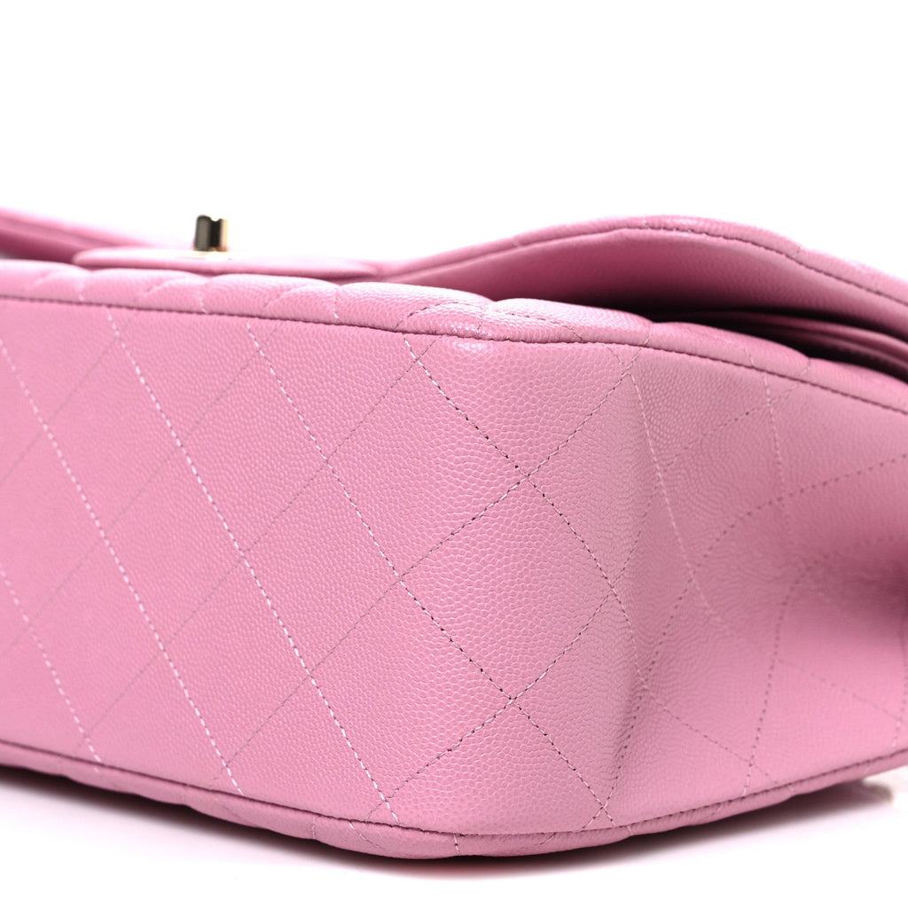 Caviar Quilted Jumbo Double Flap Pink
