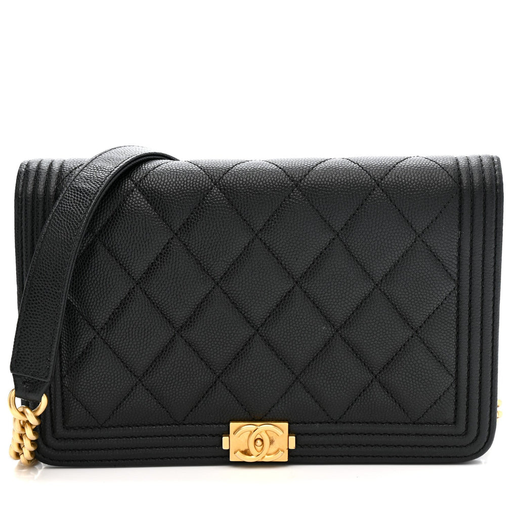 Caviar Quilted Boy Wallet On Chain WOC Black
