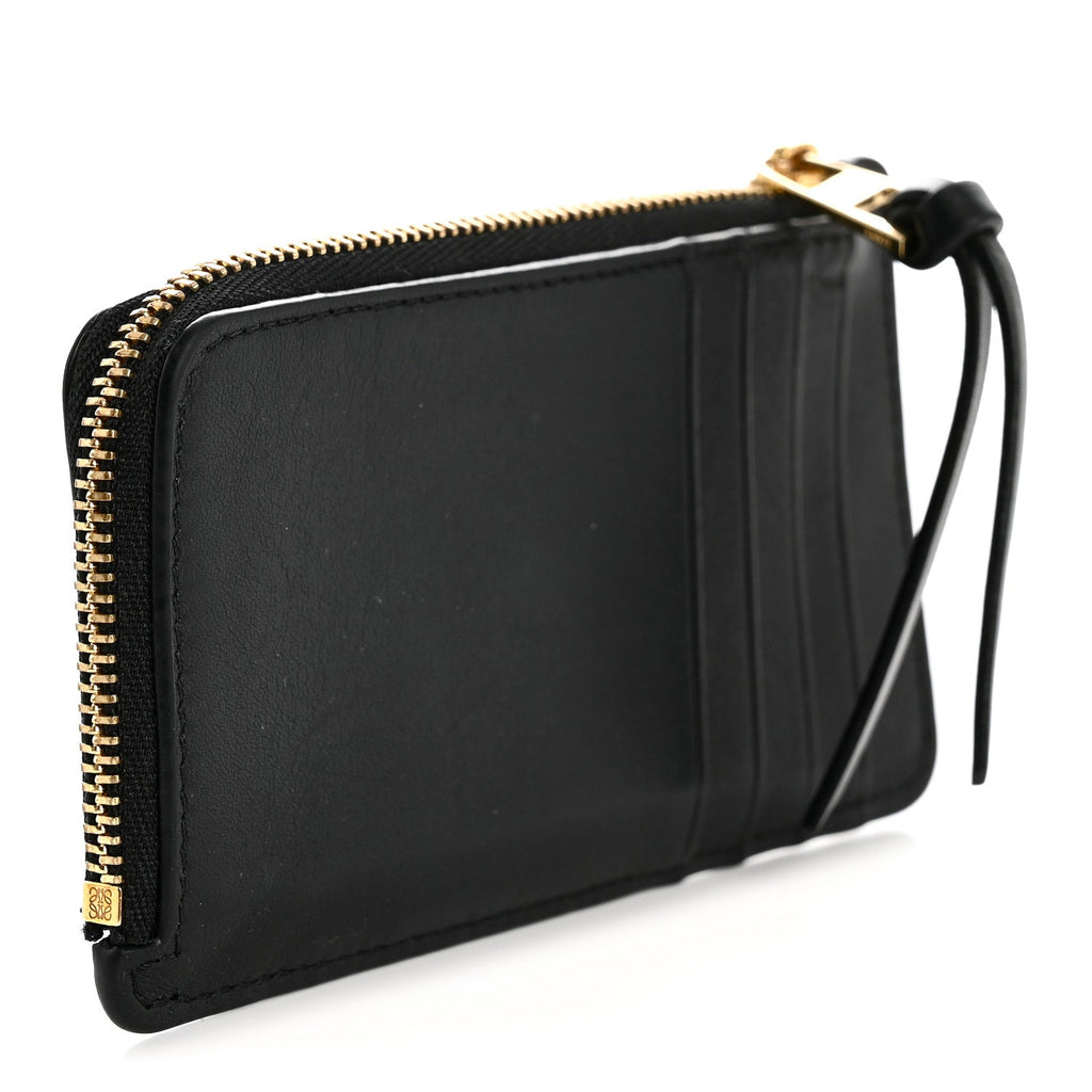 Calfskin Logo Coin  Holder Black