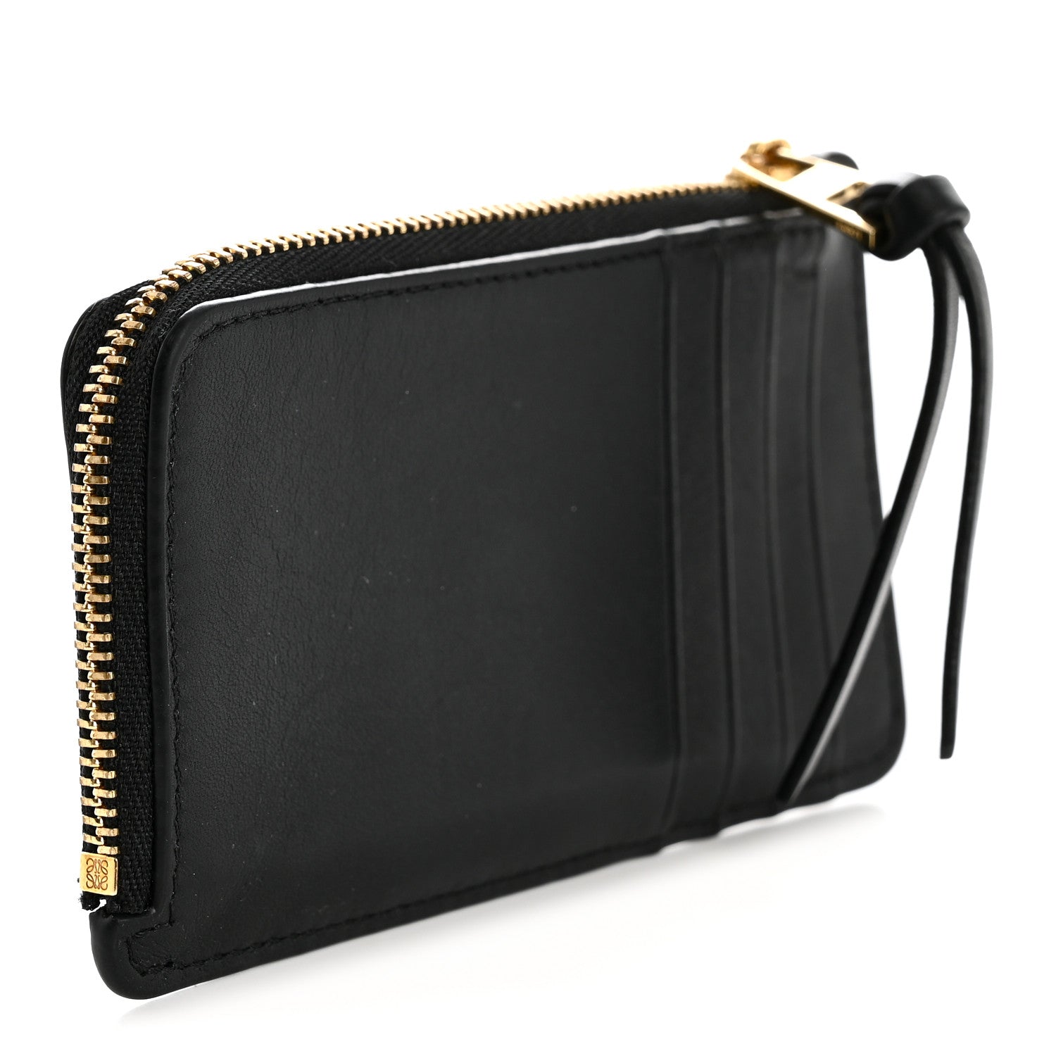 Calfskin Logo Coin  Holder Black