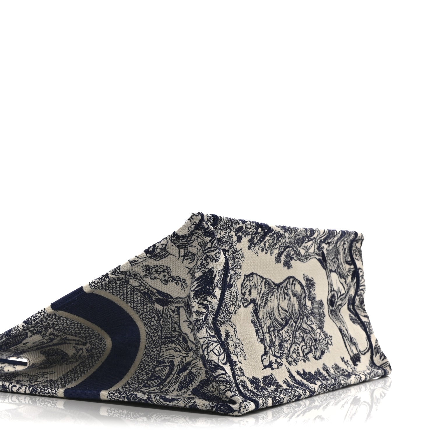 Canvas Embroidered Medium Dioriviera Toile De Jouy Book Tote Blue