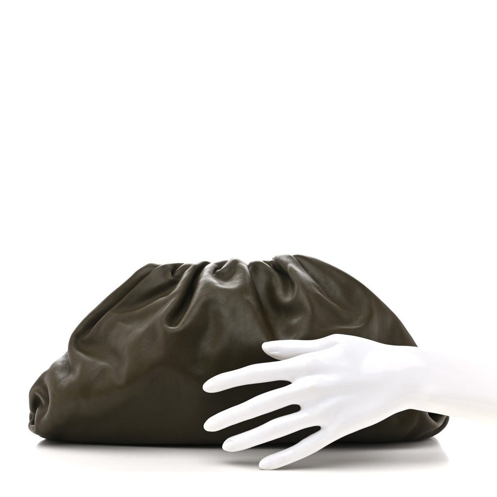 Smooth Butter Calf The Pouch Oversized Clutch Kaki Fondent