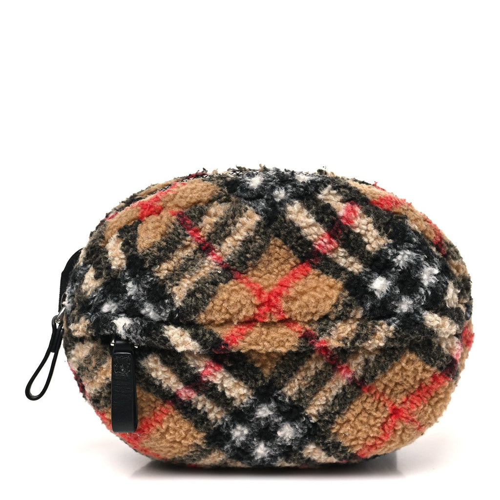 IP Check Fleece Kids Bum Bag Archive Beige Black