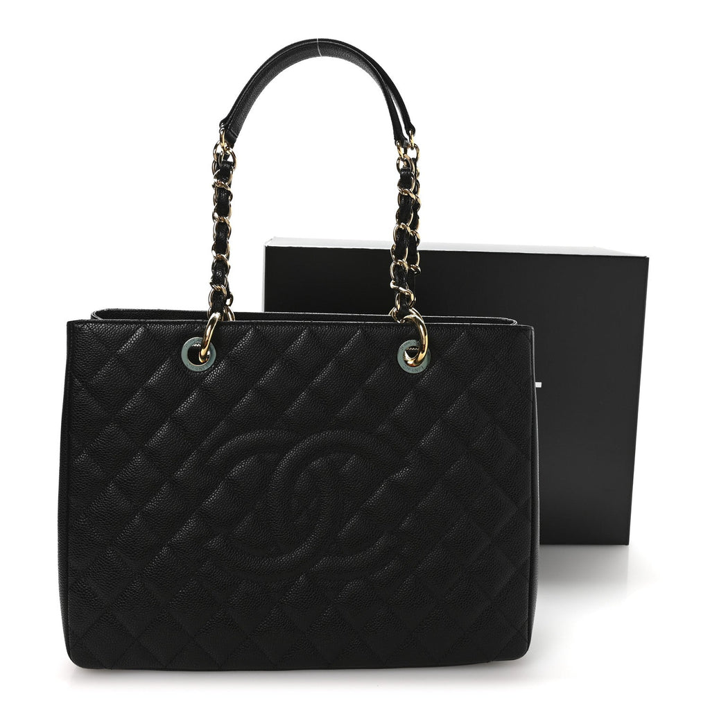 Caviar Quilted Grand Shopping Tote GST Black