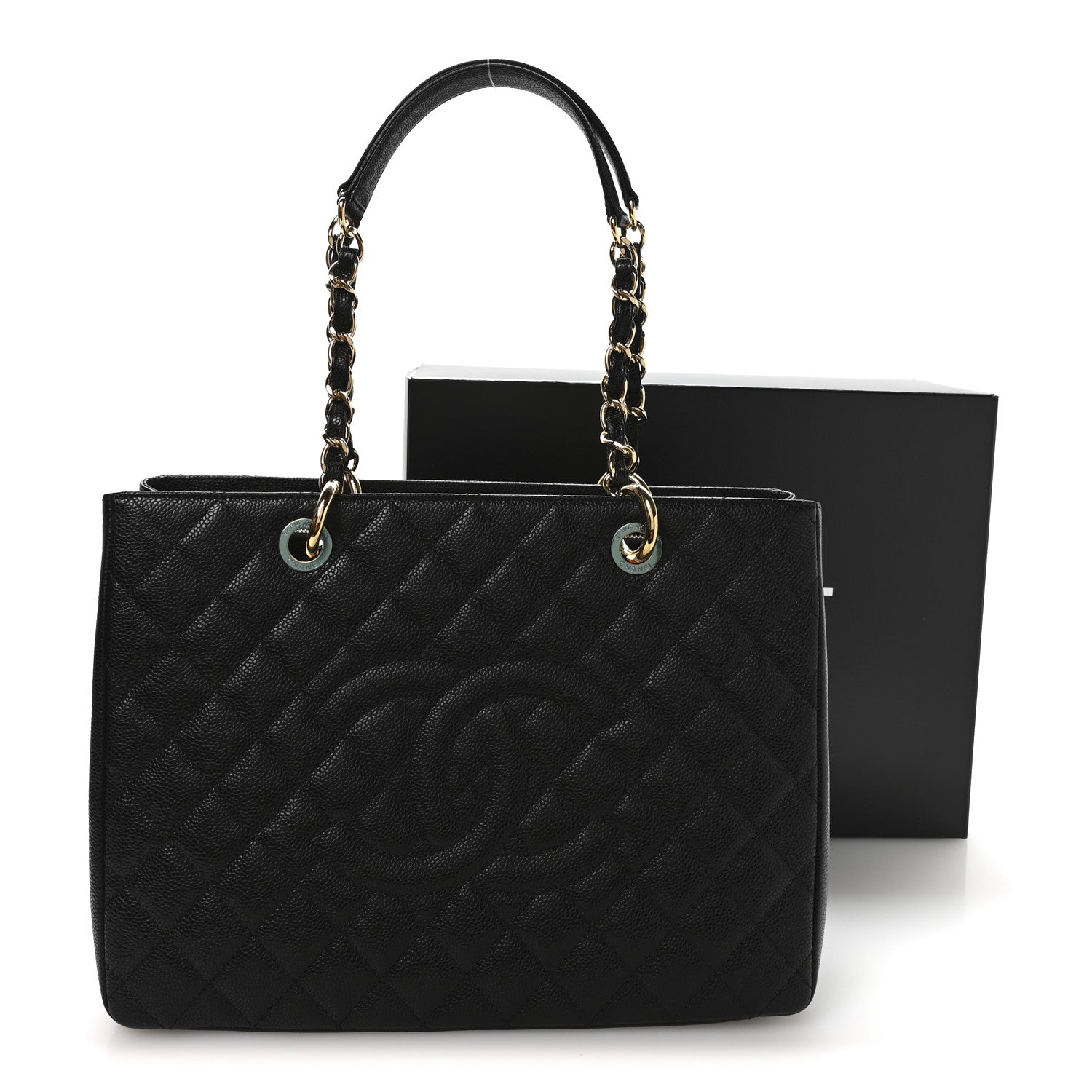Caviar Quilted Grand Shopping Tote GST Black