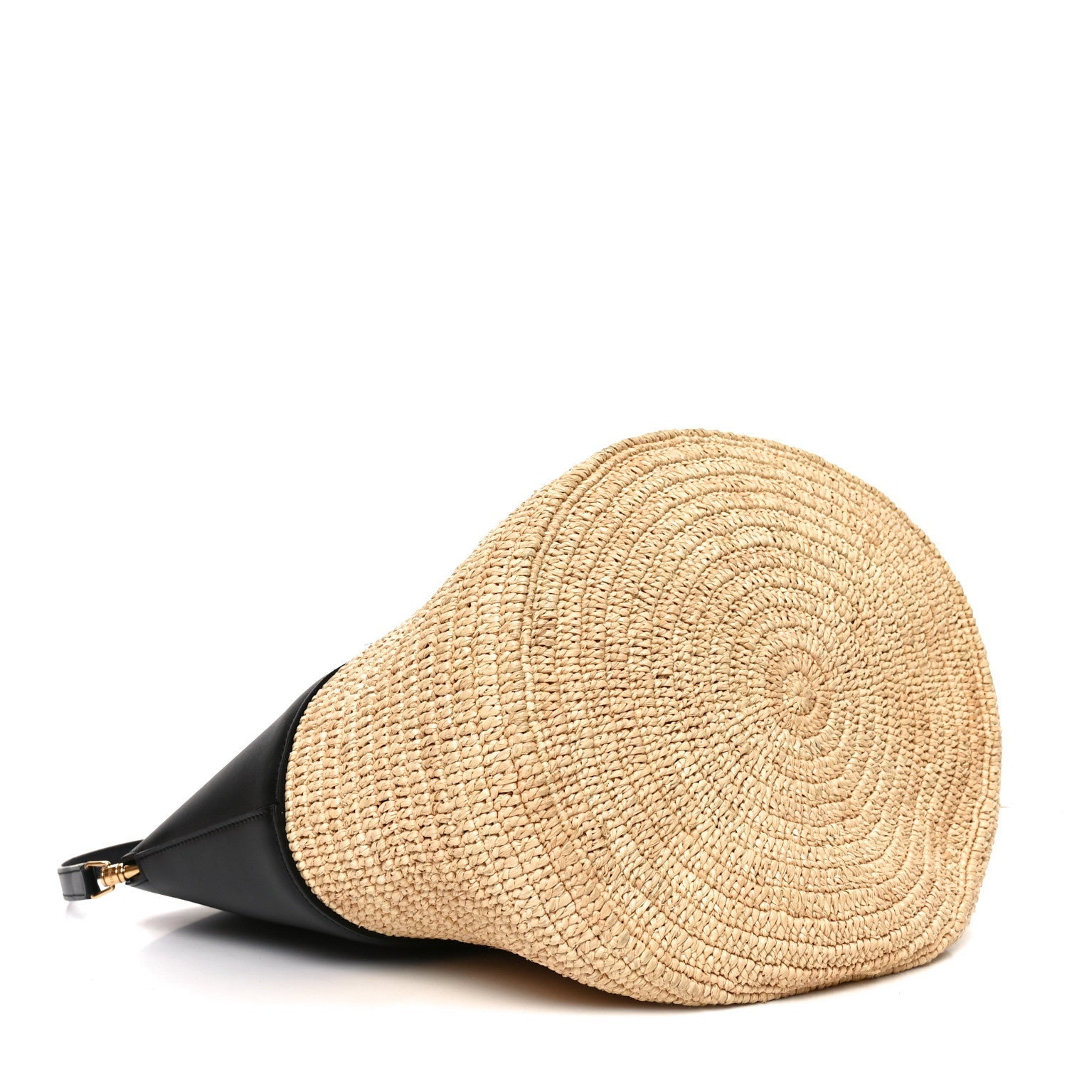 Raffia Calfskin Basket Bag Natural Black