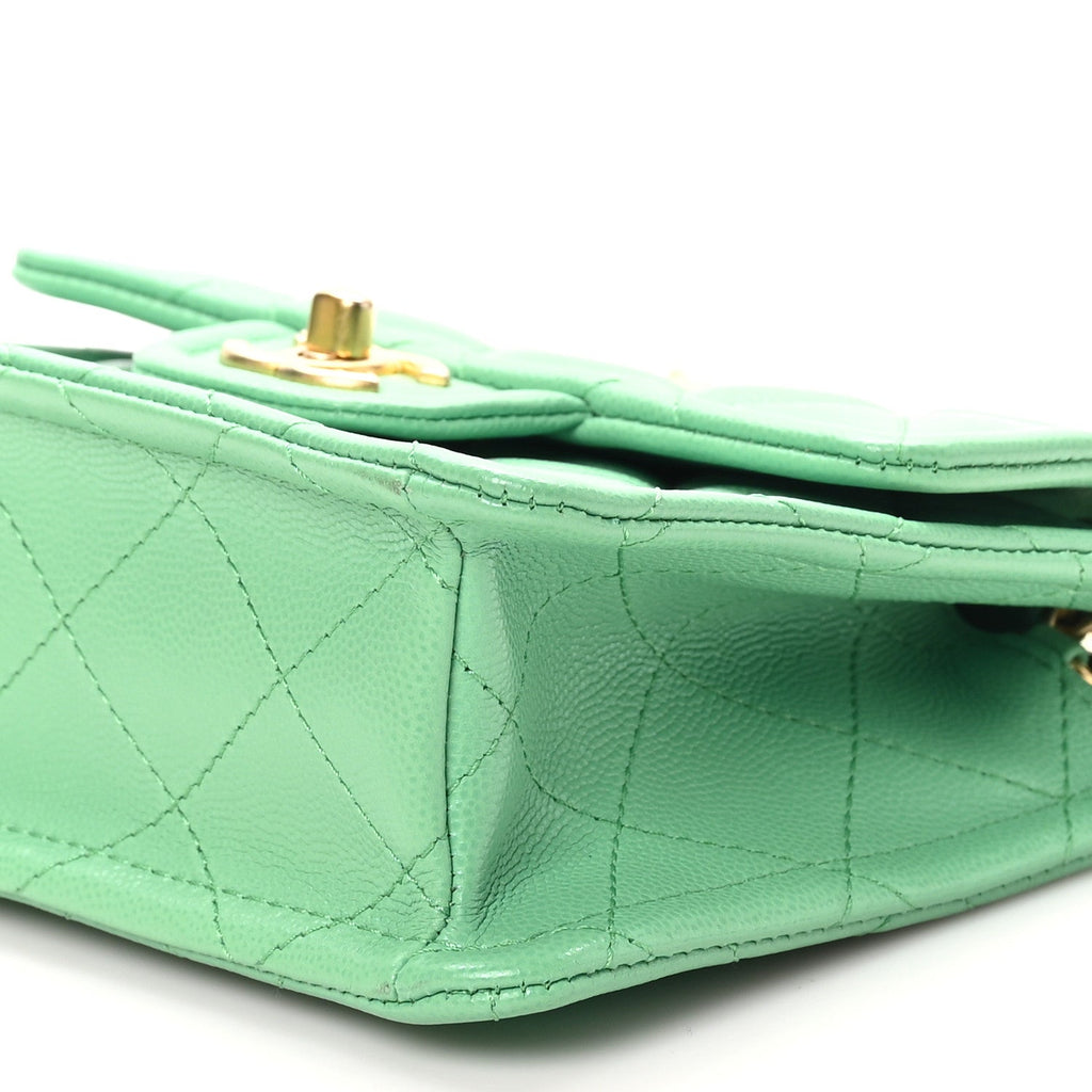 Caviar Quilted Mini Sweet Classic Flap Green