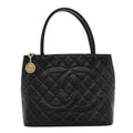 Caviar Quilted Medallion Tote Black