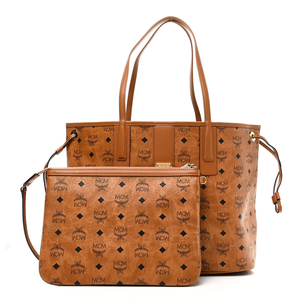 Visetos Medium Reversible Shopper Tote Cognac