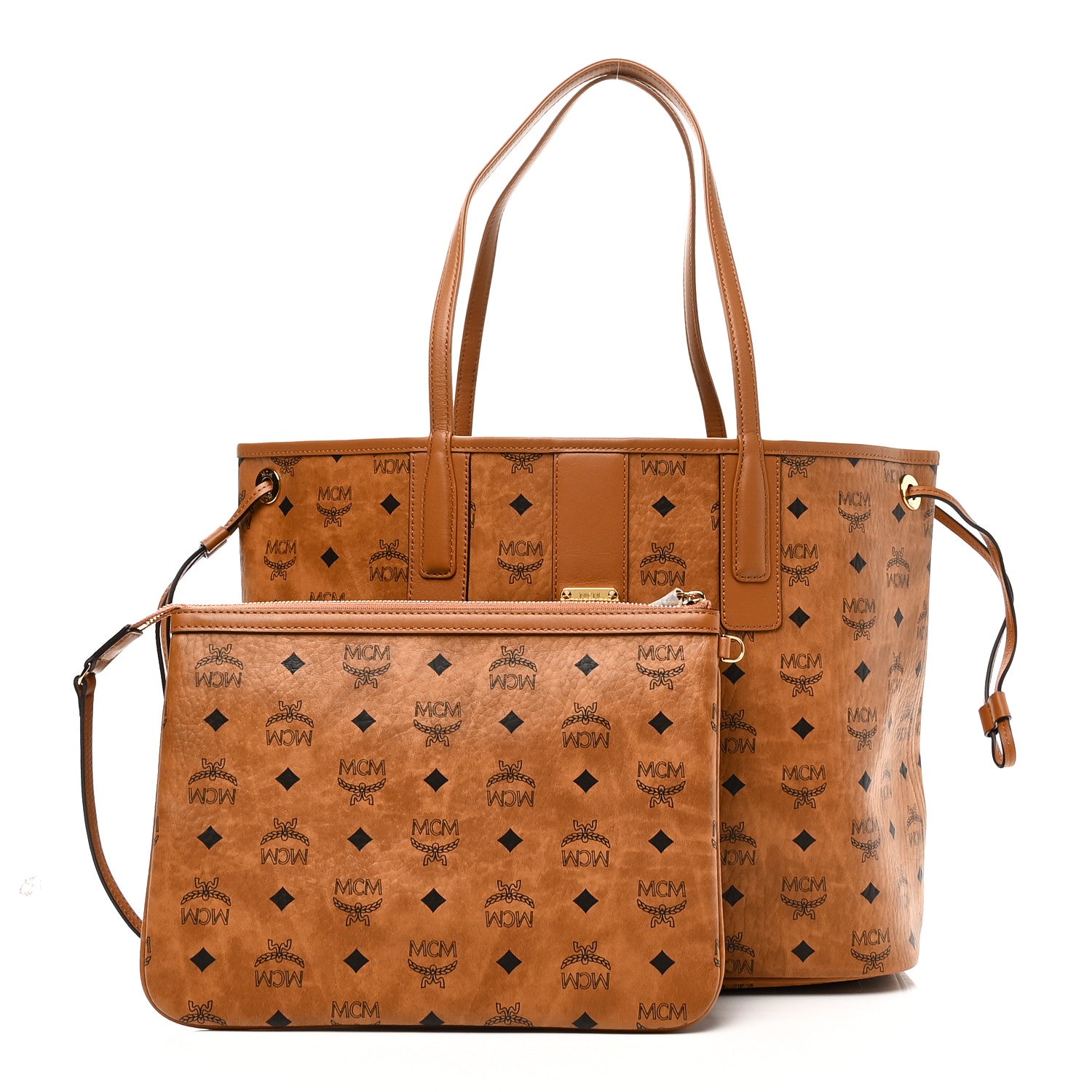 Visetos Medium Reversible Shopper Tote Cognac