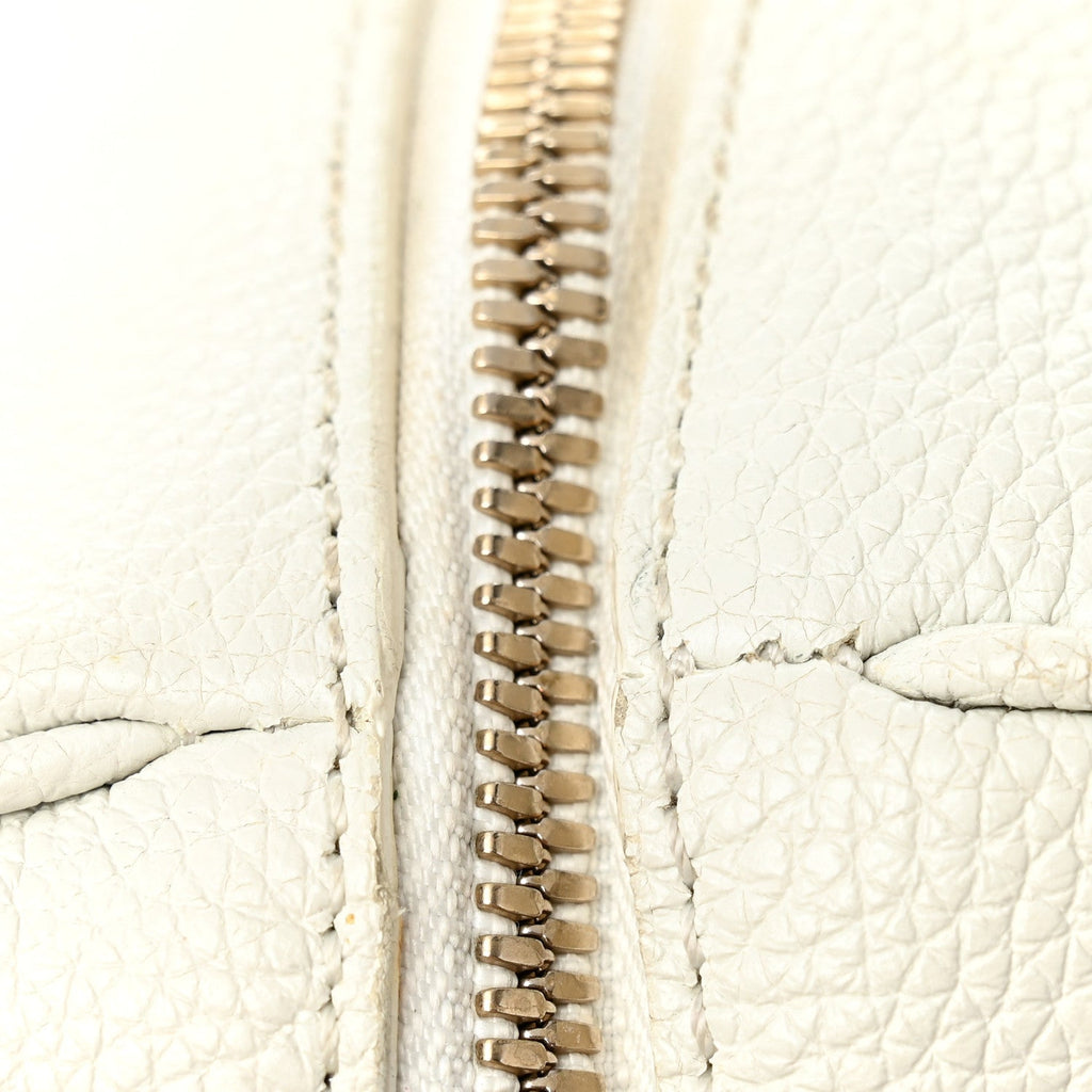 Grained Calfskin Palazzo Bowler White