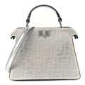 Crystal Vitello Laminato FF Petite Peekaboo I SEE U Satchel Crystal Argento