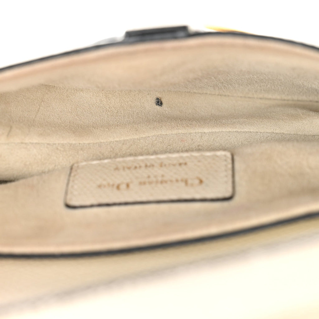 Grained Calfskin Mini Saddle Bag White