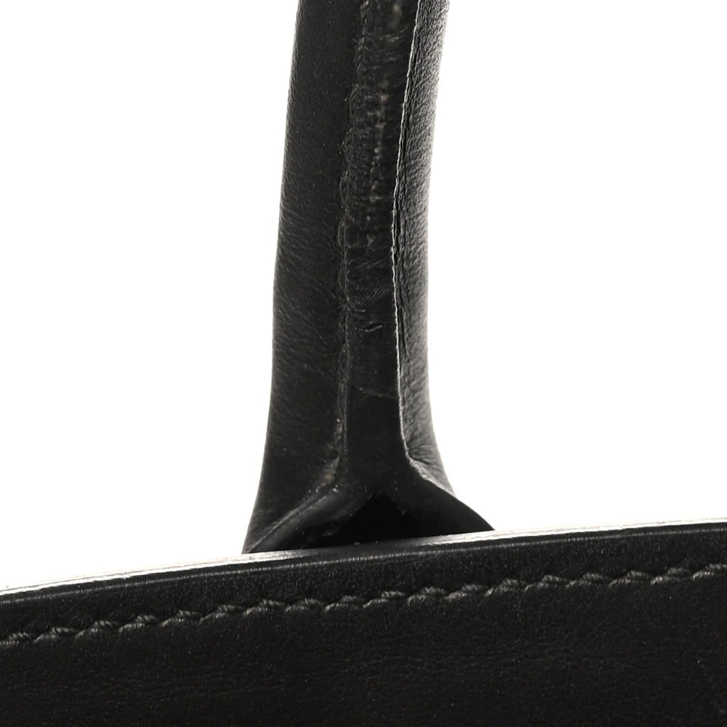 Saffiano City Calfskin Medium Bibliothèque Top Handle Black Fuoco