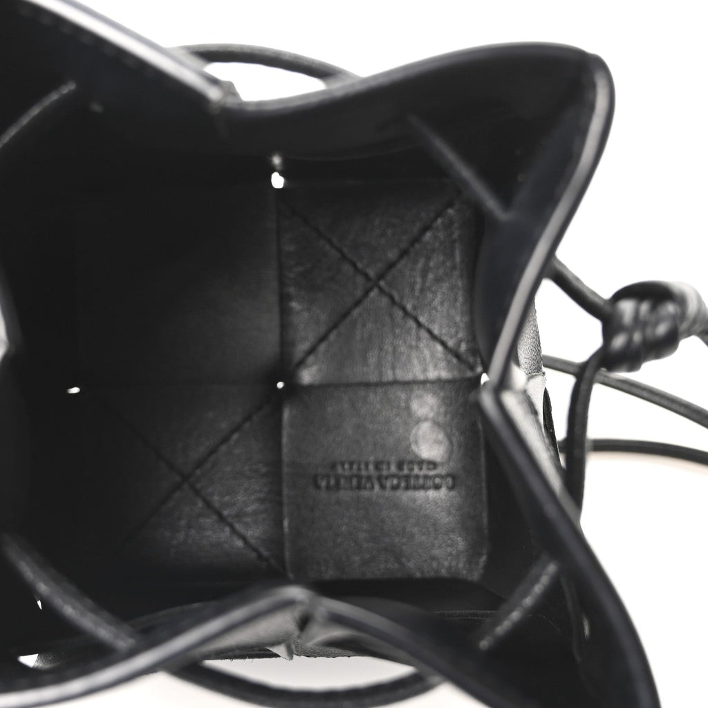 Nappa Maxi Intrecciato Mini Cassette Bucket Bag Black