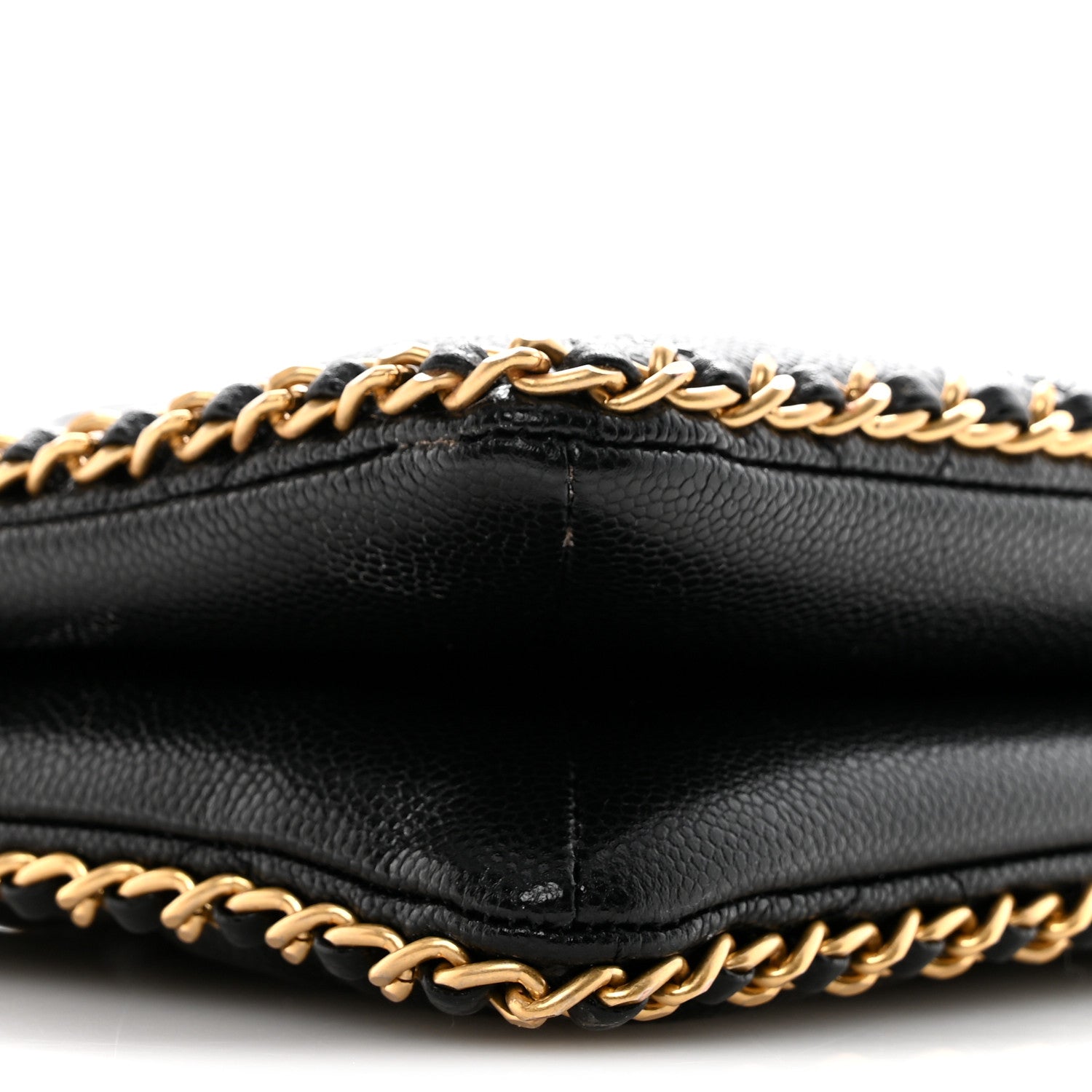 Caviar Quilted Mini Never Ending Chain Tote Black