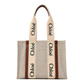 Cotton Calfskin Medium Woody Ribbon Tote White Brown