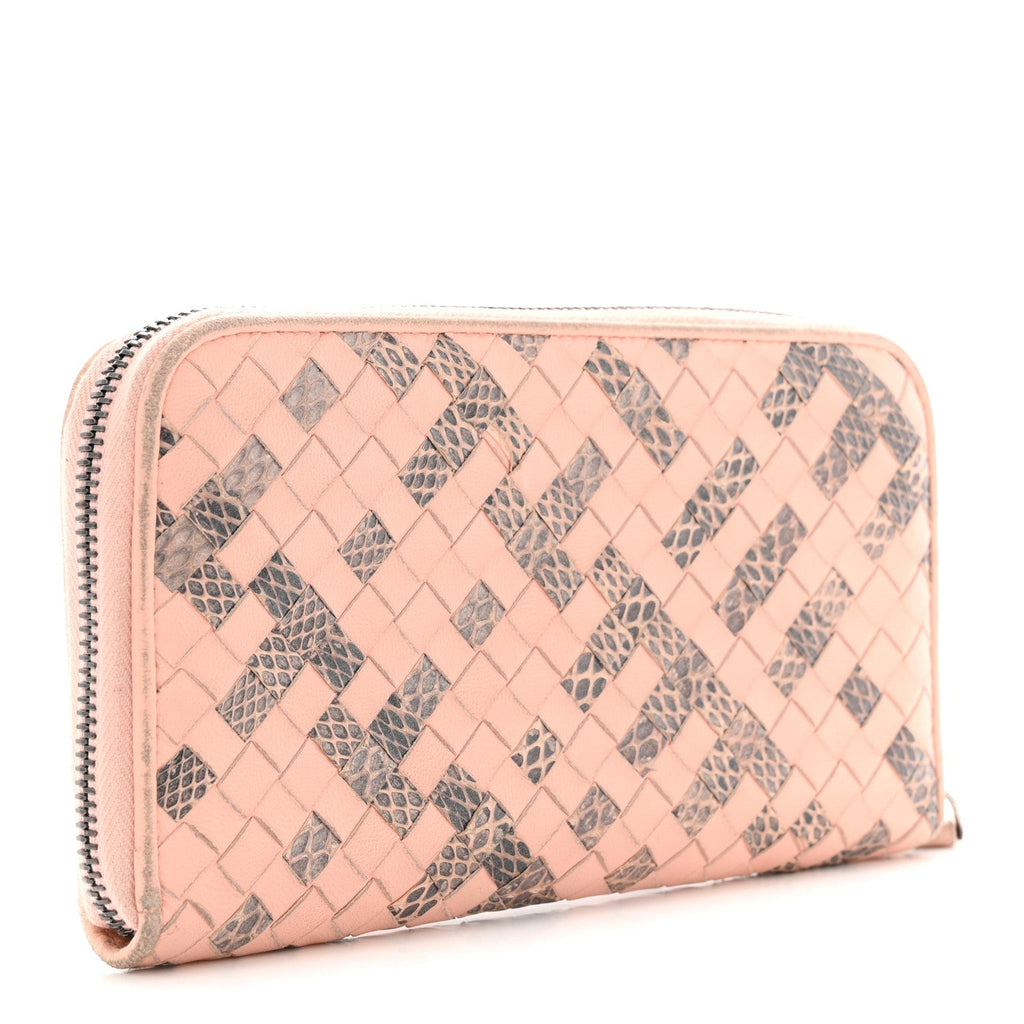Nappa Intrecciato Ayers Zip Around Wallet Flamingo