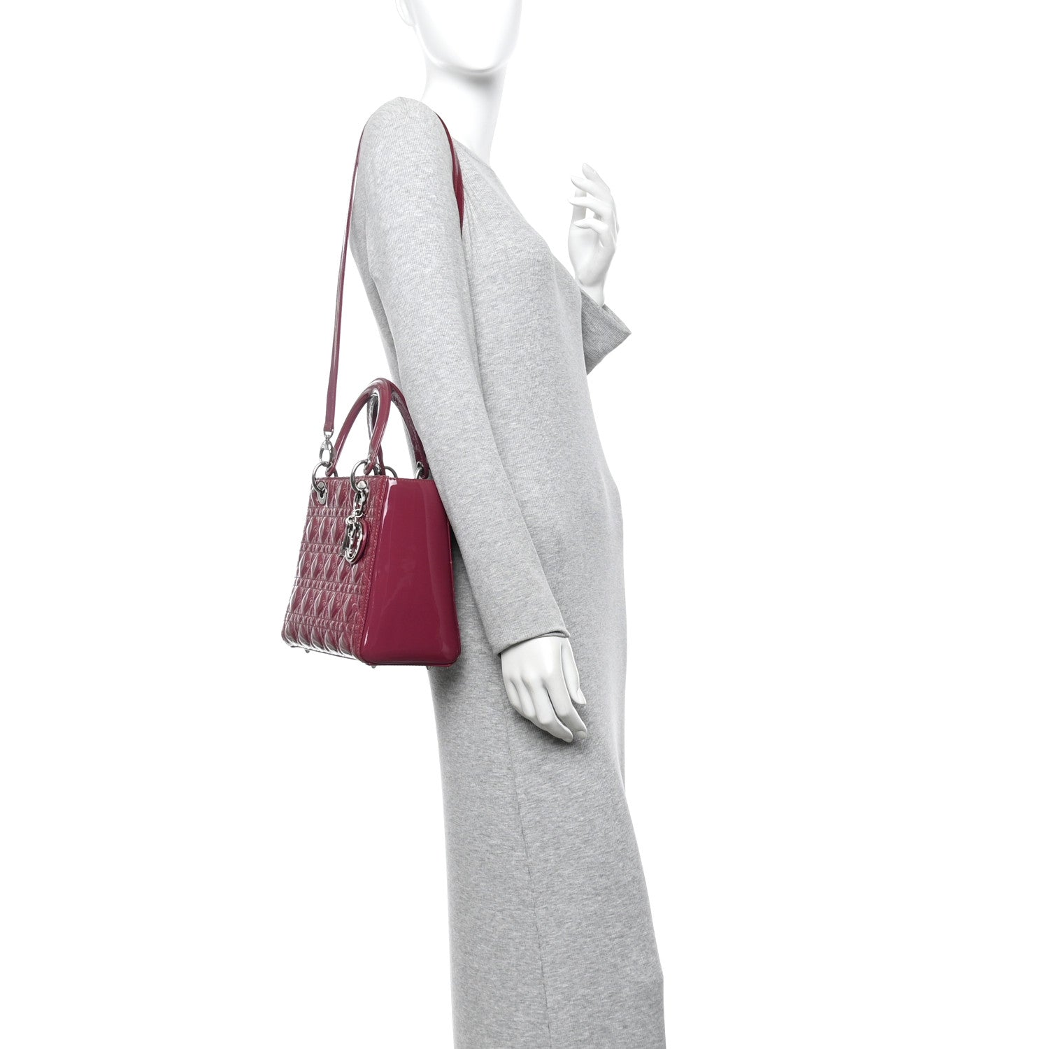 Patent Cannage Medium Lady Dior Dark Pink