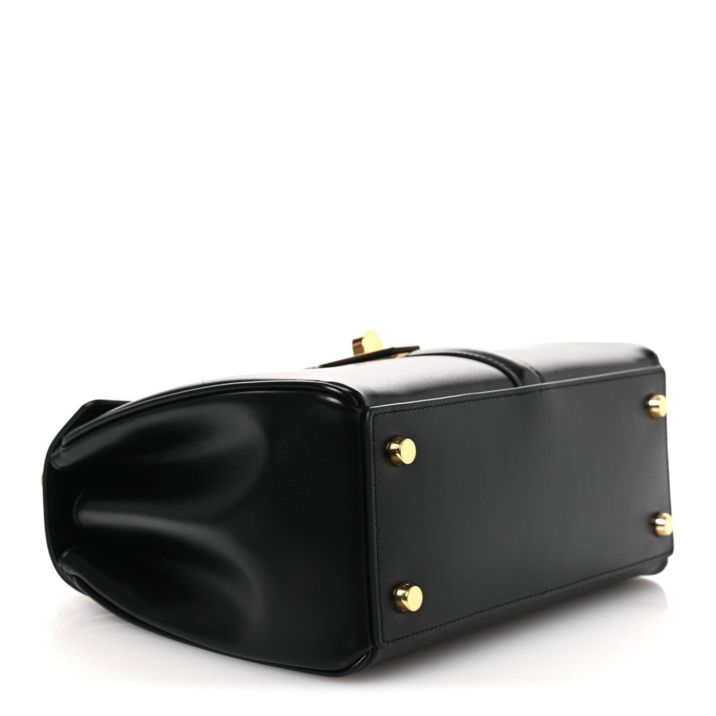 Satinated Calfskin Small 16 Top Handle Bag Black