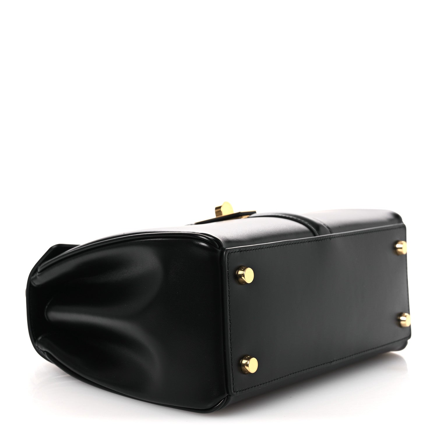 Satinated Calfskin Small 16 Top Handle Bag Black