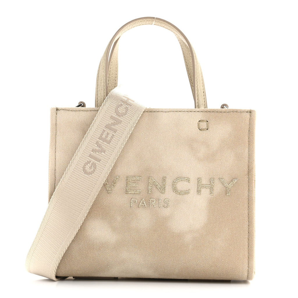 Tie Dye Canvas Mini G Shopping Tote Beige
