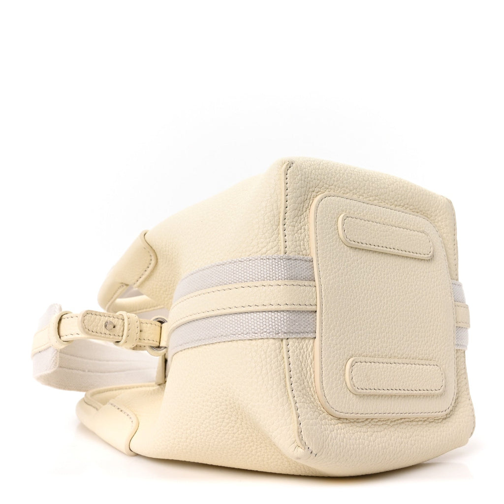 Grained Calfskin Micro Bale Bag Whisper White