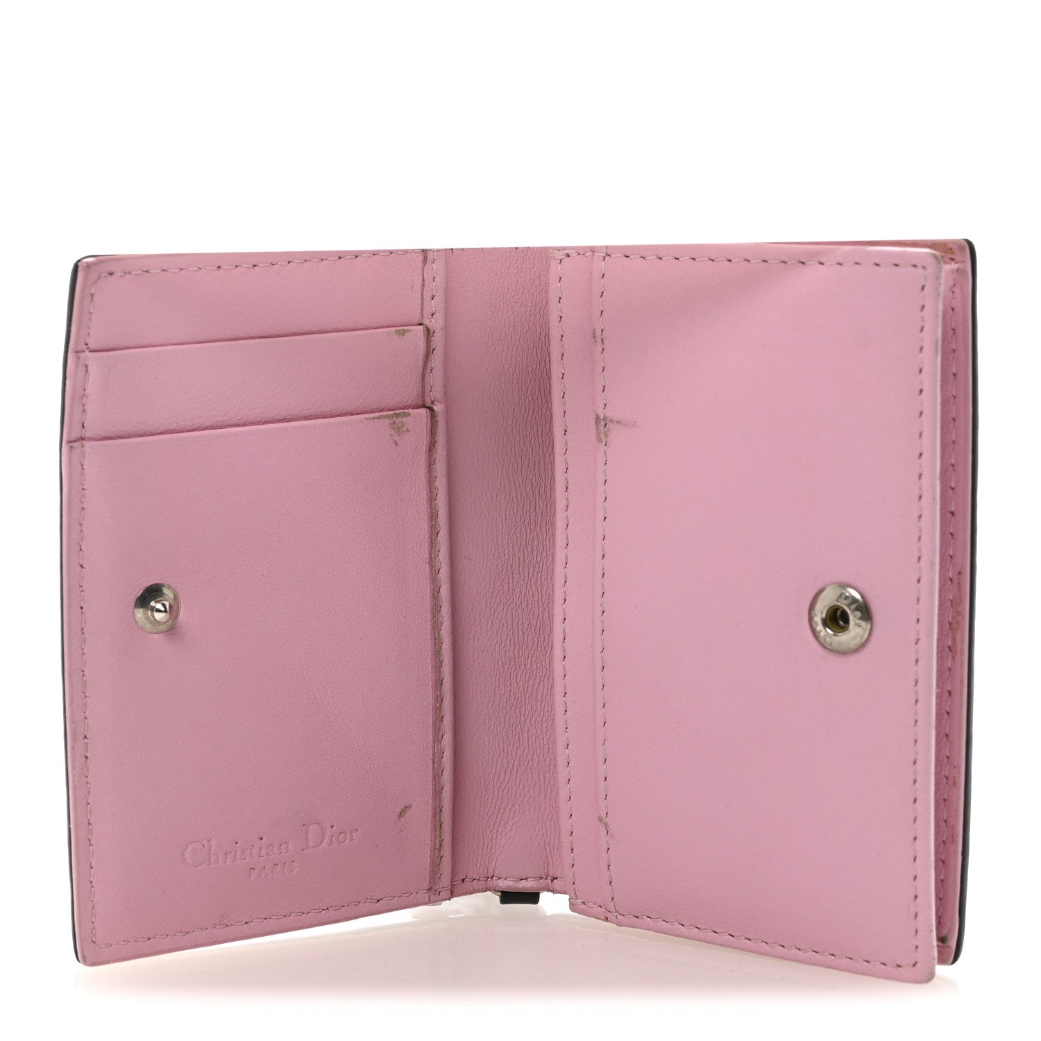 Lambskin Cannage Bi-Color Small Lady Dior Flap  Holder Black Pink
