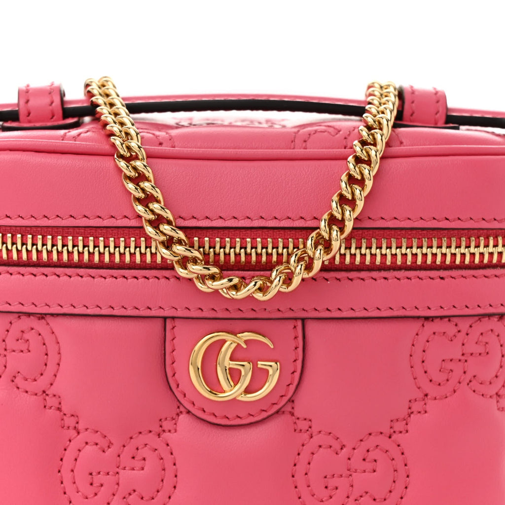 Calfskin GG Matelasse Mini Top Handle Bag Rhodamine Pink