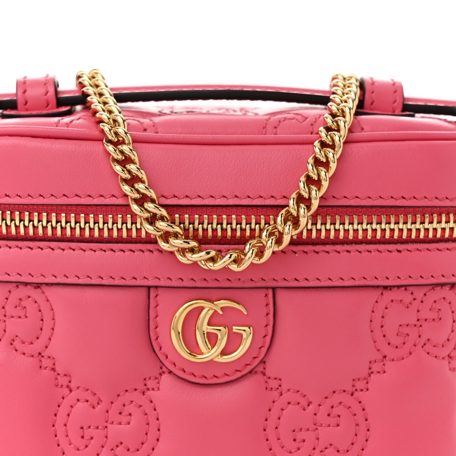 Calfskin GG Matelasse Mini Top Handle Bag Rhodamine Pink