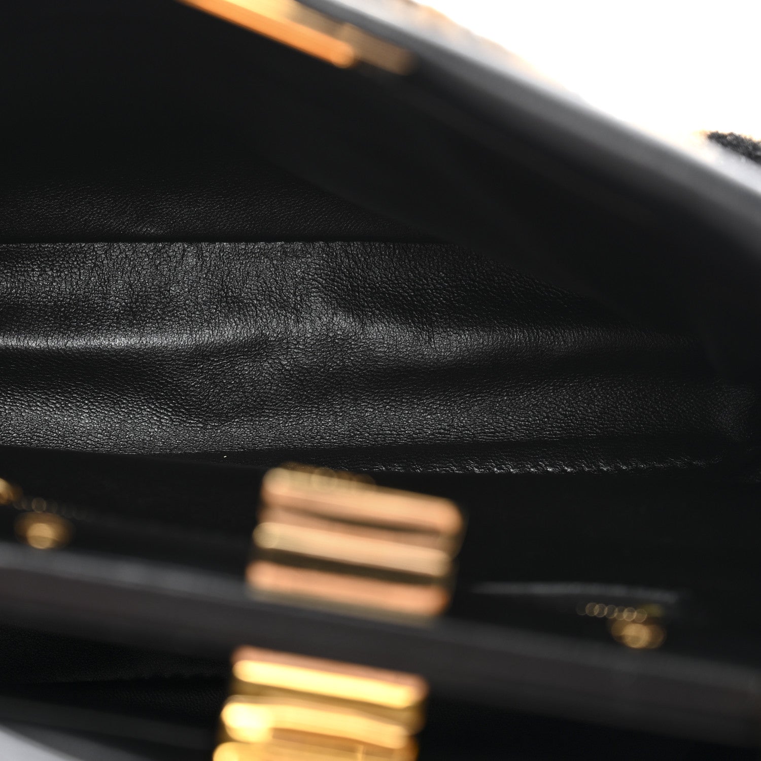 Shearling Nappa Macro FF 1974 Mini Peekaboo Iconic Satchel Tobacco Black